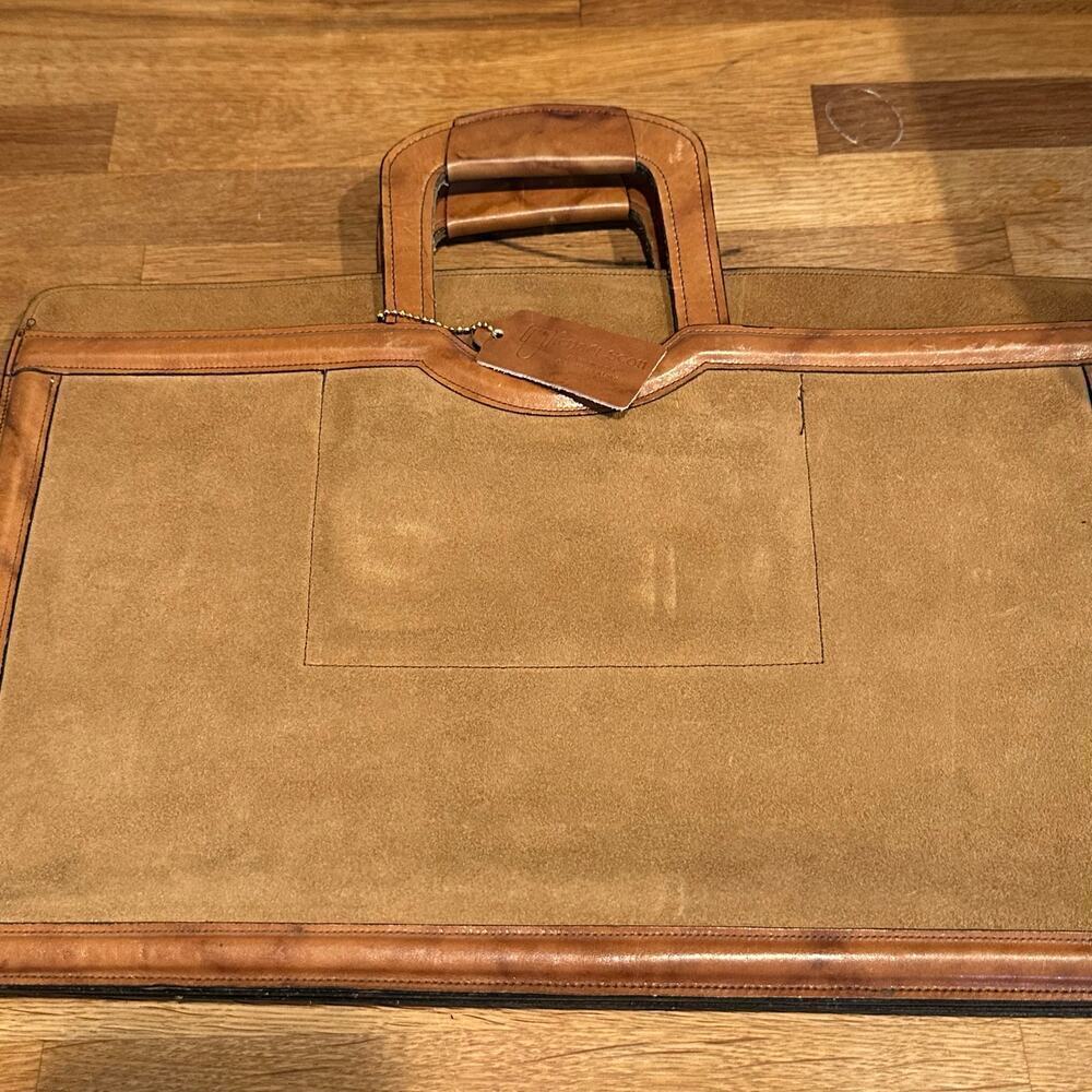NWT Vintage Michael Scott Brown Tutone Leather Suede Briefcase Portfolio Bag - Picture 12 of 12
